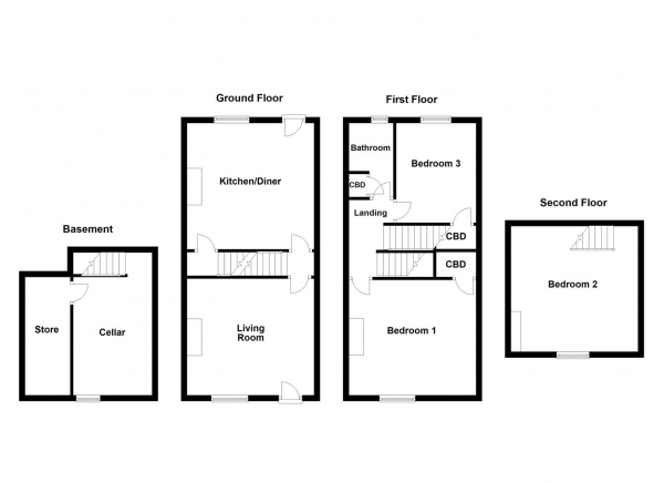 Floor Plan Image for 3 Bedroom Terraced House for Sale in Daisy Vale Terrace, Thorpe, Wakefield