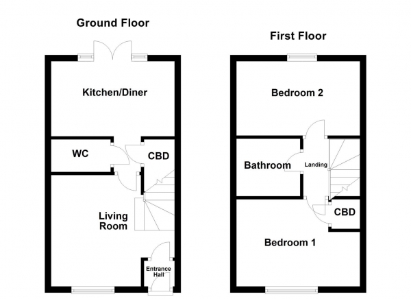 Floor Plan Image for 2 Bedroom Terraced House for Sale in St Michaels Drive, East Ardsley