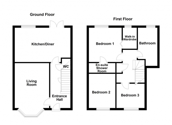 Floor Plan for 3 Bedroom Town House for Sale in Thornesgate Gardens, Wakefield, WF2, 8ZB -  &pound270,000