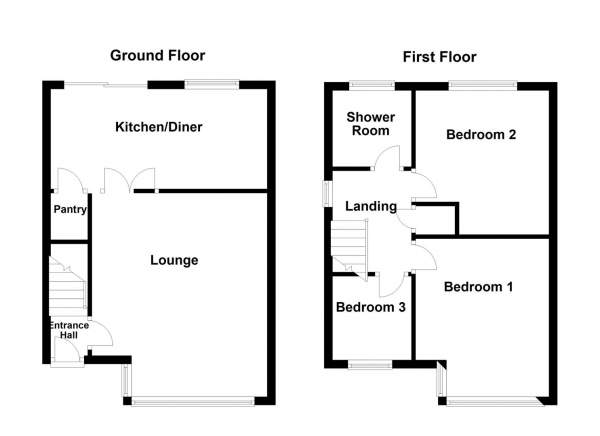 Floor Plan for 3 Bedroom Semi-Detached House for Sale in Thornhill Croft, Walton, Wakefield, WF2, 6NU - OIRO &pound250,000