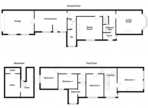 Floor Plan Image for 4 Bedroom End of Terrace House for Sale in Park Avenue, Wakefield