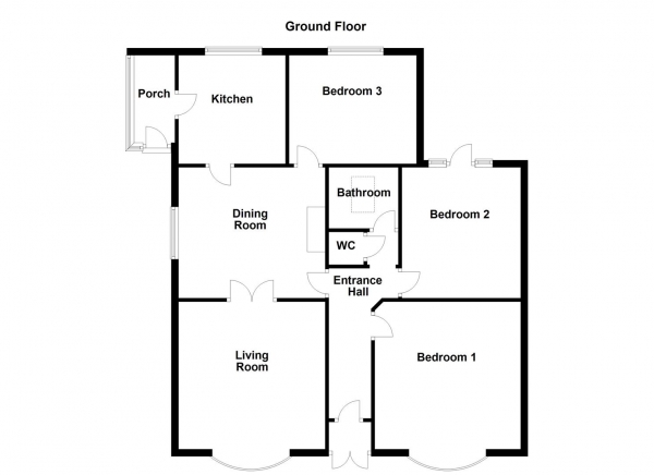 Floor Plan for 3 Bedroom Detached Bungalow for Sale in Painthorpe Lane, Hall Green, Wakefield, WF4, 3LA -  &pound315,000
