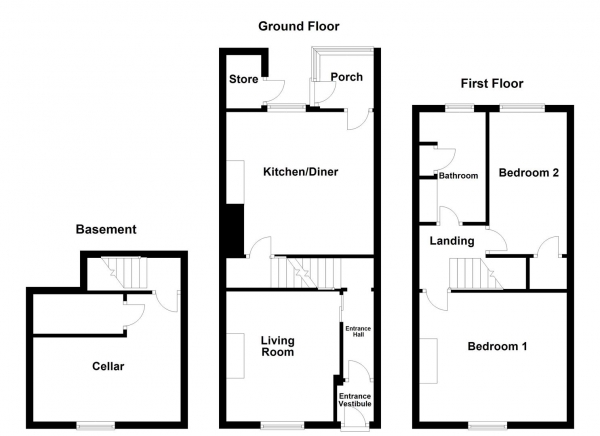 Floor Plan Image for 2 Bedroom End of Terrace House for Sale in Leeds Road, Wakefield