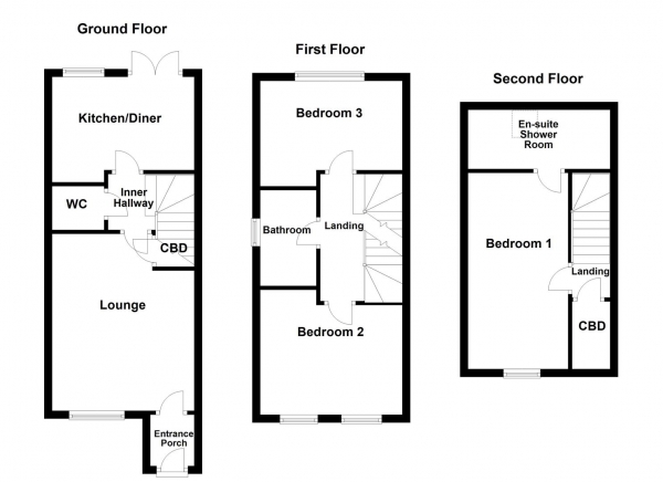 Floor Plan Image for 3 Bedroom Semi-Detached House for Sale in Whitwell Close, Wakefield