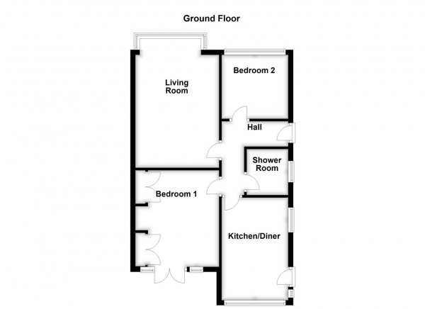 Floor Plan for 2 Bedroom Semi-Detached Bungalow for Sale in Fernlea Close, Crofton, Wakefield, WF4, 1HY -  &pound197,500