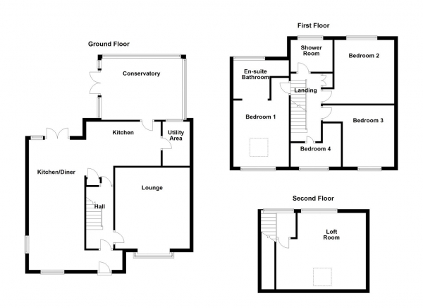 Floor Plan for 4 Bedroom Semi-Detached House for Sale in Cubley Avenue, Wakefield, WF2, 7HG - Guide Price &pound280,000