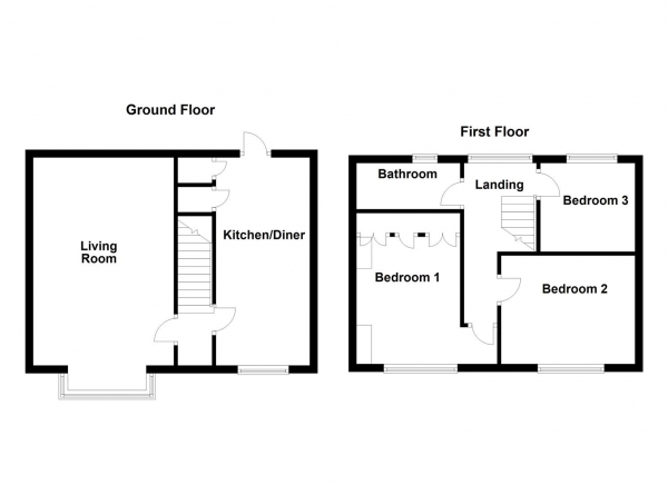 Floor Plan for 3 Bedroom Semi-Detached House for Sale in Milton Crescent, Wakefield, WF2, 8AE -  &pound170,000