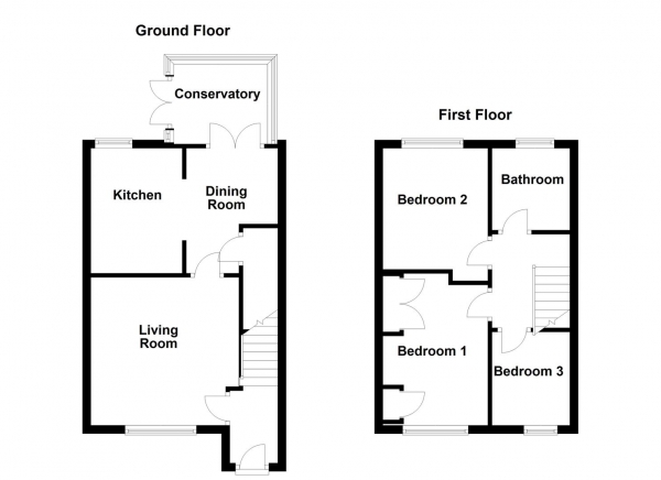 Floor Plan for 3 Bedroom Town House for Sale in Aysgarth Drive, Wakefield, WF2, 8UG - Guide Price &pound160,000