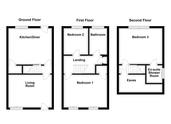 Floor Plan Image for 3 Bedroom End of Terrace House for Sale in Hollin Lane, Calder Grove, Wakefield