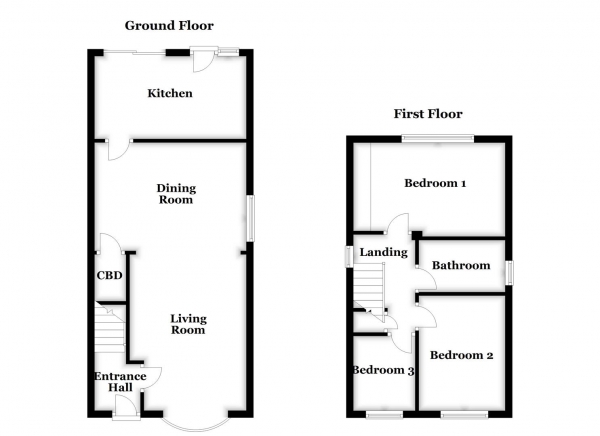 Floor Plan Image for 3 Bedroom Property for Sale in Chaucer Avenue, Stanley, Wakefield