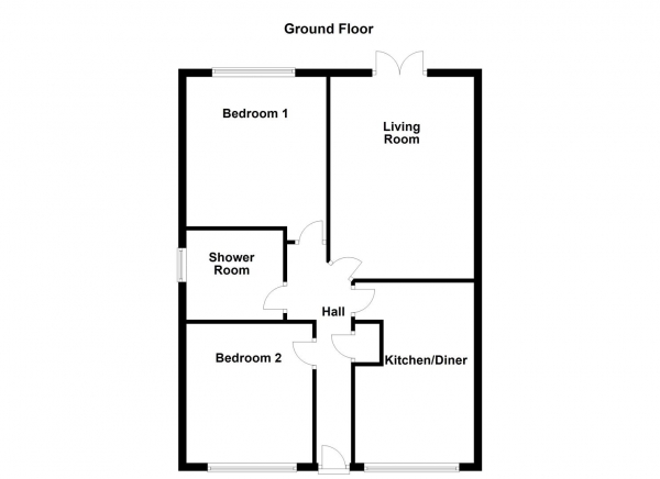Floor Plan for 2 Bedroom Semi-Detached Bungalow for Sale in Springhill Mount, Crofton, WF4, 1EZ - Guide Price &pound250,000