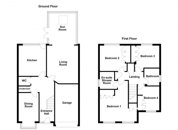 Floor Plan for 4 Bedroom Detached House for Sale in Sherwood Drive, Crigglestone, Wakefield, WF2, 7QT -  &pound369,950