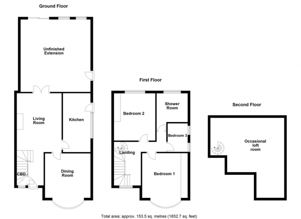 Floor Plan for 3 Bedroom Semi-Detached House for Sale in Common Lane, East Ardsley, Wakefield, WF3, 2EF - Offers Over &pound300,000