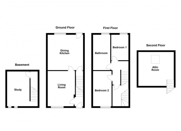 Floor Plan for 2 Bedroom Terraced House for Sale in Cliff Road, Crigglestone, WF4, 3EJ -  &pound195,000