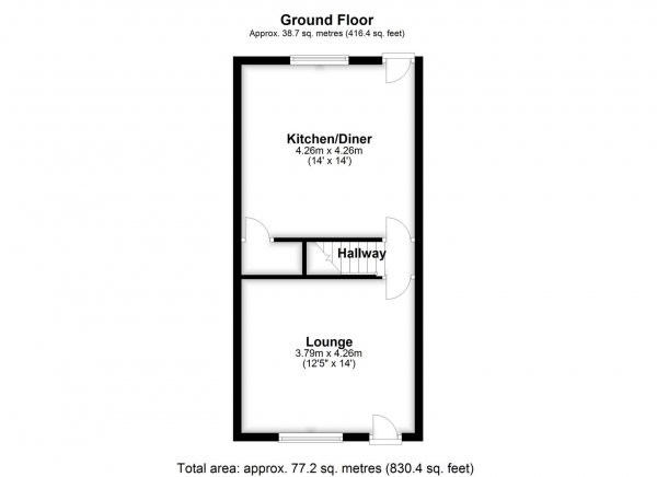 Floor Plan for 2 Bedroom Terraced House for Sale in Bottom Boat Road, Stanley, Wakefield, WF3, 4AR -  &pound145,000