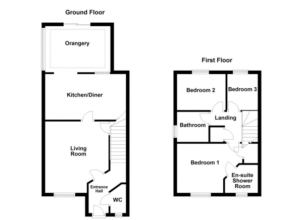 Floor Plan for 3 Bedroom Semi-Detached House for Sale in The Rowans, Robin Hood, WF3, 3FA -  &pound260,000