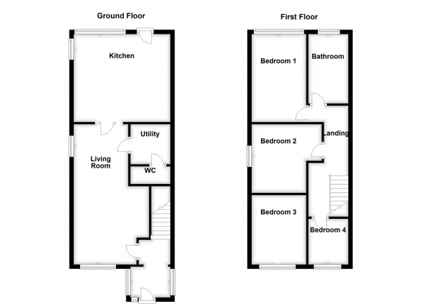 Floor Plan Image for 4 Bedroom End of Terrace House for Sale in Gateways, Wakefield