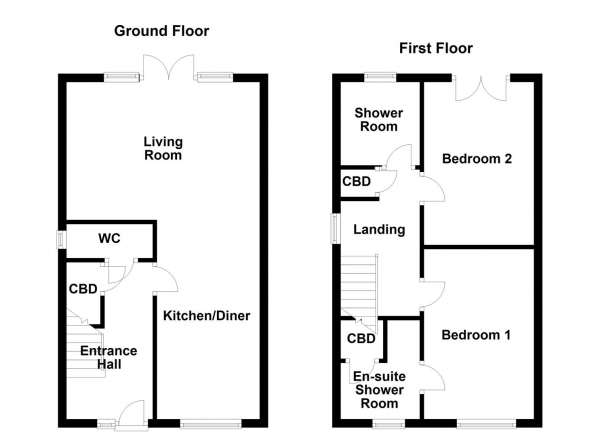 Floor Plan Image for 2 Bedroom Semi-Detached House for Sale in Simpson Court, Walton, Wakefield