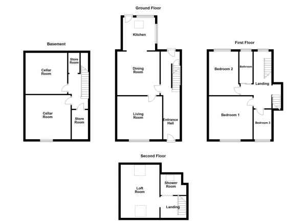 Floor Plan for 3 Bedroom Terraced House for Sale in Pinderfields Road, Wakefield, WF1 3PH, WF1, 3PH - OIRO &pound210,000