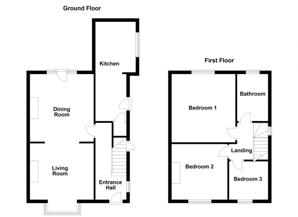 Floor Plan for 3 Bedroom Semi-Detached House for Sale in Bowling Avenue, Wakefield, WF1, 2BP -  &pound115,000