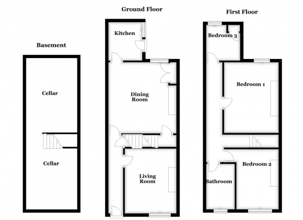 Floor Plan Image for 3 Bedroom Terraced House for Sale in Symons Street, Wakefield