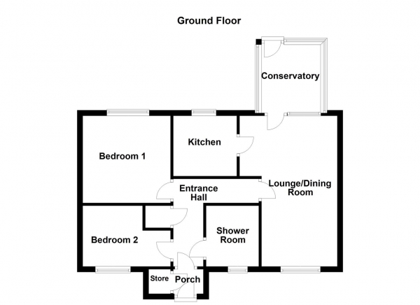 Floor Plan Image for 2 Bedroom Terraced Bungalow for Sale in Holly Court, Outwood