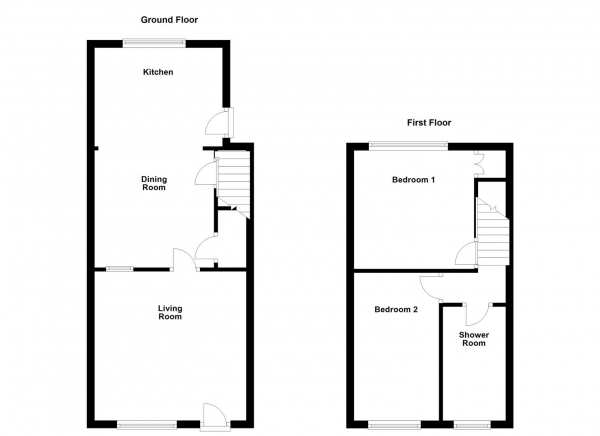 Floor Plan for 2 Bedroom Town House for Sale in Manygates Lane, Wakefield, WF1, 5NT - Guide Price &pound150,000