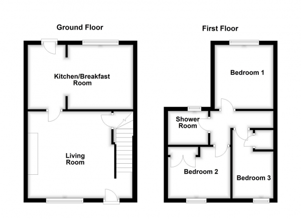 Floor Plan Image for 3 Bedroom Terraced House for Sale in Hollin Lane, Calder Grove, Wakefield