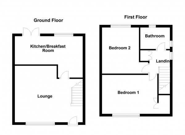 Floor Plan for 2 Bedroom Semi-Detached House for Sale in Hoyland Road, Wakefield, WF2, 7HF -  &pound160,000