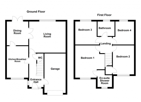 Floor Plan for 4 Bedroom Detached House for Sale in Hatfeild View, Wakefield, WF1, 3SN -  &pound390,000