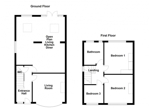 Floor Plan for 3 Bedroom Semi-Detached House for Sale in Eden Avenue, Wakefield, WF2, 9DJ -  &pound289,995