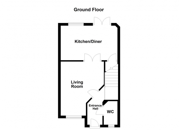 Floor Plan for 2 Bedroom Town House for Sale in Mill Chase Gardens, Wakefield, WF2, 9SP -  &pound169,950