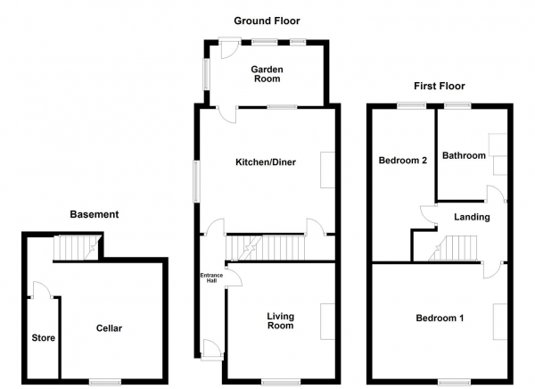 Floor Plan for 2 Bedroom Semi-Detached House for Sale in First Avenue, Wakefield, WF1, 2HS - OIRO &pound235,000