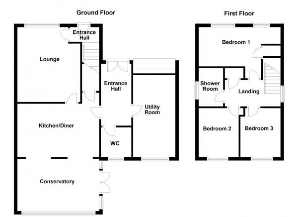 Floor Plan for 3 Bedroom Detached House for Sale in Wellcroft Grove, Tingley, Wakefield, WF3, 1TS -  &pound280,000