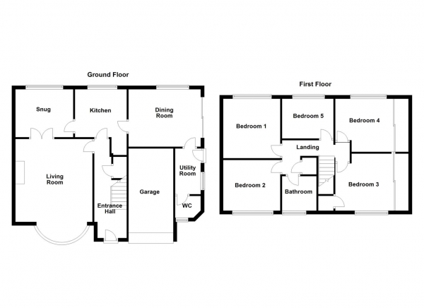 Floor Plan for 5 Bedroom Semi-Detached House for Sale in The Spinney, Wakefield, WF2, 6JN -  &pound350,000