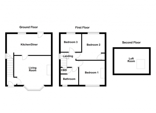 Floor Plan for 3 Bedroom Semi-Detached House for Sale in Walnut Avenue, Wakefield, WF2, 0ER - Guide Price &pound200,000