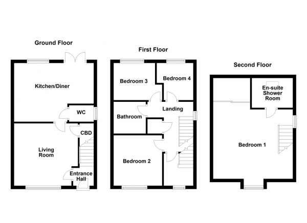 Floor Plan for 4 Bedroom Semi-Detached House for Sale in Novale Way, Wakefield, WF1, 4FE -  &pound300,000