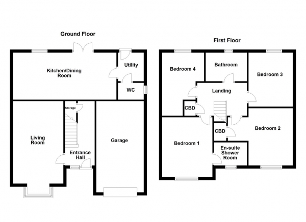 Floor Plan for 4 Bedroom Detached House for Sale in Burkwood View, Wakefield, WF1, 4GQ -  &pound369,950