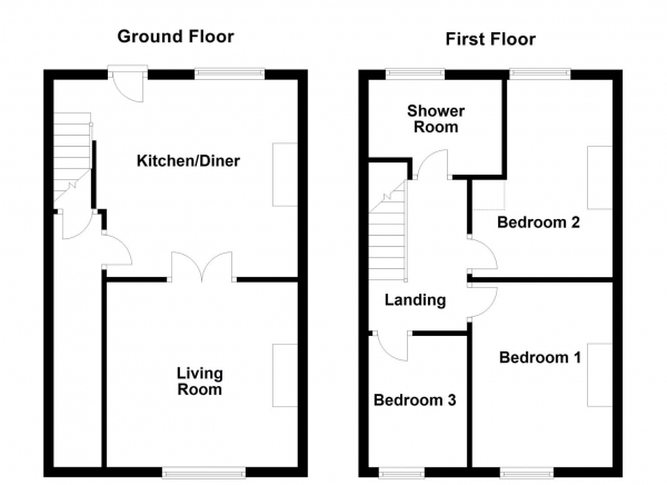 Floor Plan for 3 Bedroom End of Terrace House for Sale in Leeds Road, Newton Hill, Wakefield, WF1, 2JD -  &pound180,000