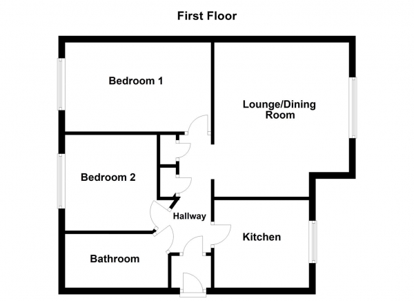 Floor Plan for 2 Bedroom Apartment for Sale in Mill Chase Road, Wakefield, WF2, 9SL -  &pound120,000