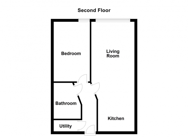 Floor Plan for 1 Bedroom Flat for Sale in Mulberry House, Burgage Square, Wakefield, WF1, 2SE -  &pound92,000