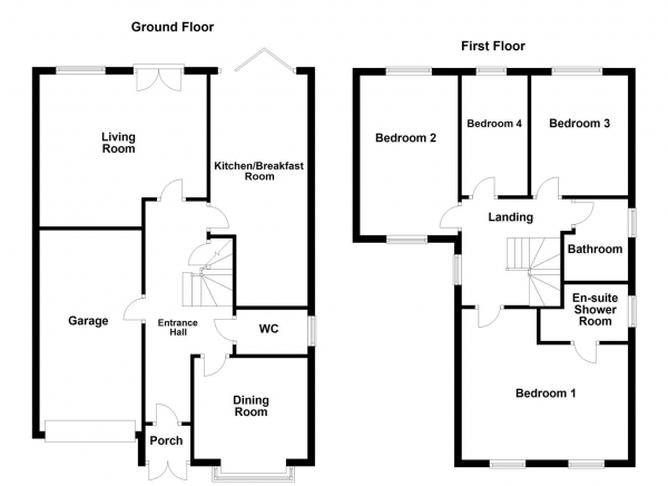 Floor Plan for 4 Bedroom Detached House for Sale in Oakenshaw Lane, Walton, Wakefield, WF2, 6NH -  &pound515,000