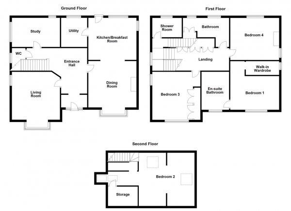 Floor Plan Image for 4 Bedroom Detached House for Sale in Westfield Park, Wakefield