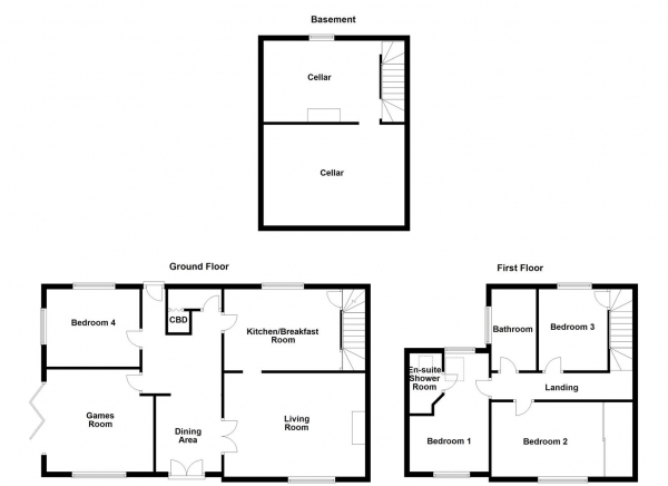 Floor Plan Image for 4 Bedroom End of Terrace House for Sale in Aberford Road, Stanley, Wakefield