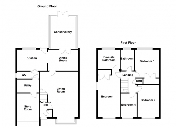 Floor Plan Image for 4 Bedroom Detached House for Sale in Heather Court, Outwood