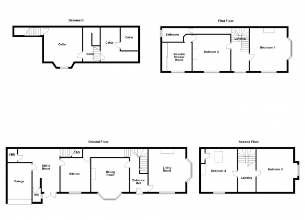 Floor Plan Image for 4 Bedroom Detached House for Sale in Cardigan Terrace, Wakefield