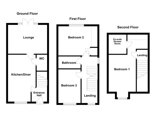 Floor Plan Image for 3 Bedroom Property for Sale in Micklewait Avenue, Crigglestone, Wakefield