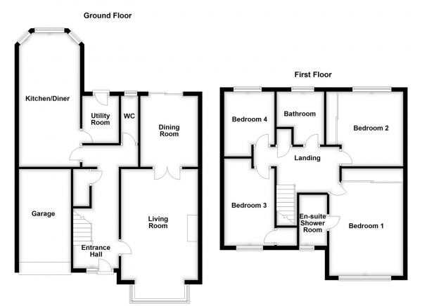 Floor Plan Image for 4 Bedroom Detached House for Sale in Church Lane, Chapelthorpe, Wakefield