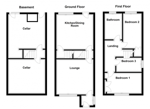 Floor Plan Image for 3 Bedroom End of Terrace House for Sale in Cliff Road, Crigglestone