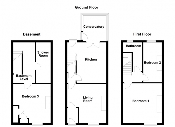 Floor Plan Image for 3 Bedroom End of Terrace House for Sale in Sparable Lane, Wakefield